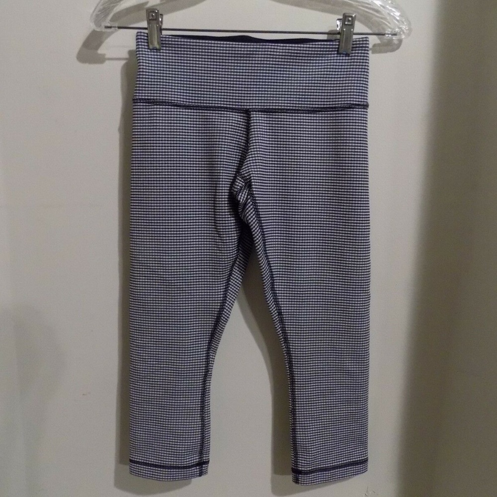 LULULEMON Navy and White Check Crop Leggings, 4